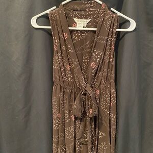 Studio M Brown Sleeveless Tunic Top with Pink Accents
